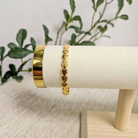 gold bangle, heart bangle, stacking bracelets